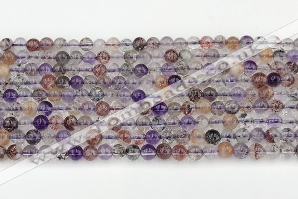 CRU1017 15.5 inches 4mm round mixed rutilated quartz beads