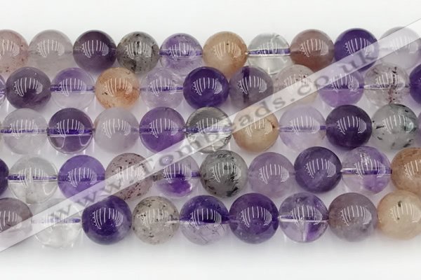 CRU1020 15.5 inches 10mm round mixed rutilated quartz beads