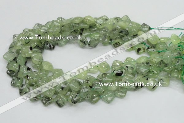 CRU103 15.5 inches 12*12mm diamond green rutilated quartz beads