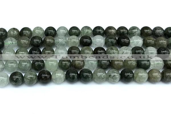 CRU1043 15 inches 10mm round green rutilated quartz beads