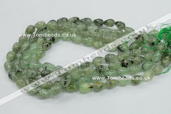 CRU105 15.5 inches 10*14mm teardrop green rutilated quartz beads