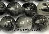 CRU1067 15 inches 10mm round black rutilated quartz beads