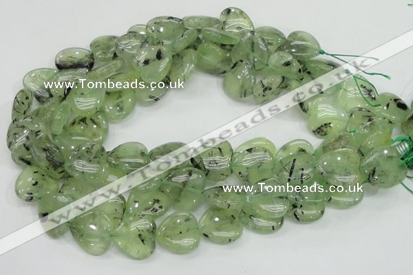 CRU108 15.5 inches 20*20mm heart green rutilated quartz beads