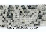 CRU1090 15.5 inches 4mm faceted round black rutilated quartz gemstone beads