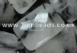 CRU11 15.5 inches 20*30mm faceted rectangle black rutilated quartz beads