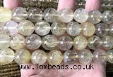 CRU1106 15 inches 14mm round golden rutilated quartz beads