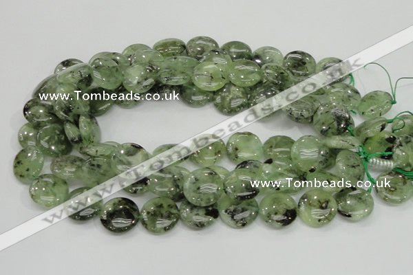 CRU111 15.5 inches 20mm flat round green rutilated quartz beads