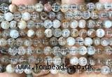 CRU1142 15 inches 6mm round black gold rutilated quartz beads