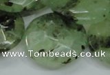 CRU117 15.5 inches 30mm faceted coin green rutilated quartz beads