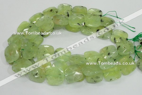 CRU121 15.5 inches 25*25mm faceted square green rutilated quartz beads