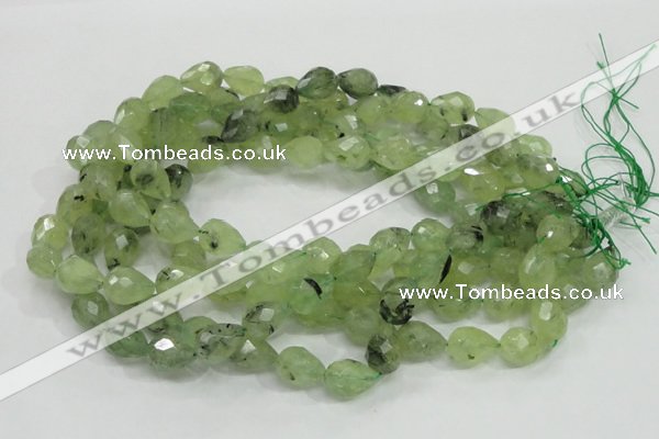 CRU125 15.5 inches 11*16mm faceted teardrop green rutilated quartz beads