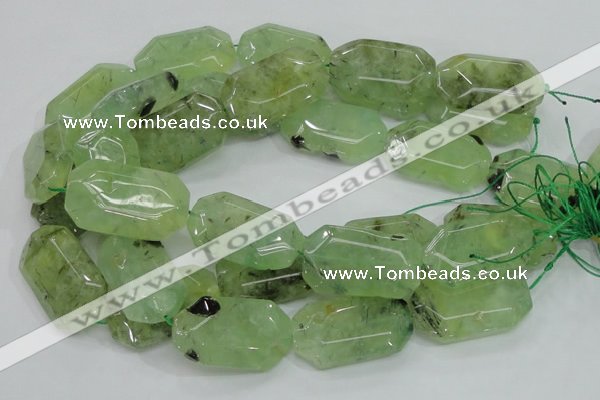 CRU129 15.5 inches 22*38mm faceted rectangle green rutilated quartz beads