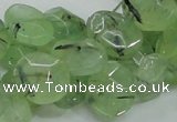 CRU130 15.5 inches 11*13mm faceted freeform green rutilated quartz beads