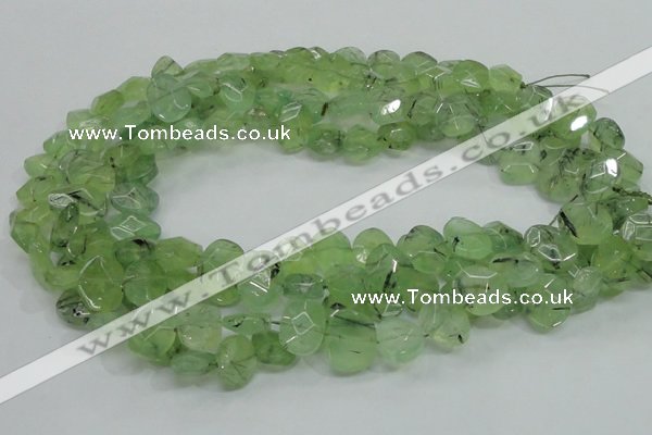 CRU130 15.5 inches 11*13mm faceted freeform green rutilated quartz beads