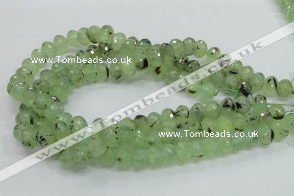 CRU132 15.5 inches 10*14mm faceted rondelle green rutilated quartz beads