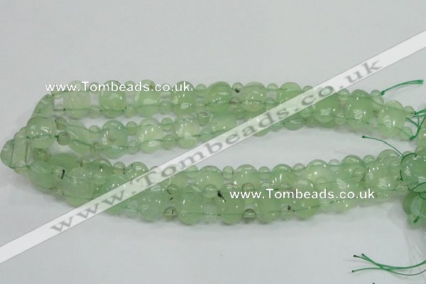 CRU135 13*18mm oval & round double drilled green rutilated quartz beads