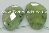 CRU137 15.5 inches 35*45mm faceted freeform green rutilated quartz beads