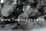 CRU14 15.5 inches 11*14mm faceted oval black rutilated quartz beads