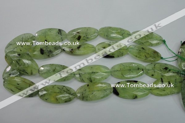 CRU141 15.5 inches 20*40mm faceted oval green rutilated quartz beads