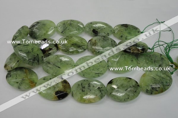 CRU142 15.5 inches 30*40mm faceted oval green rutilated quartz beads