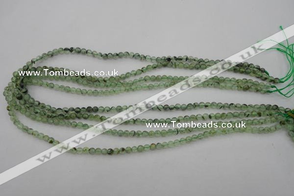 CRU145 15.5 inches 4mm round green rutilated quartz beads