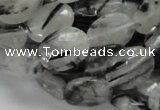 CRU15 15.5 inches 12*16mm faceted oval black rutilated quartz beads