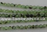 CRU150 15.5 inches 4mm faceted round green rutilated quartz beads