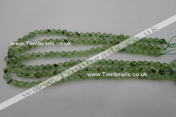 CRU152 15.5 inches 8mm faceted round green rutilated quartz beads