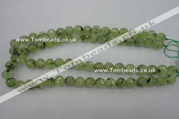 CRU154 15.5 inches 12mm faceted round green rutilated quartz beads