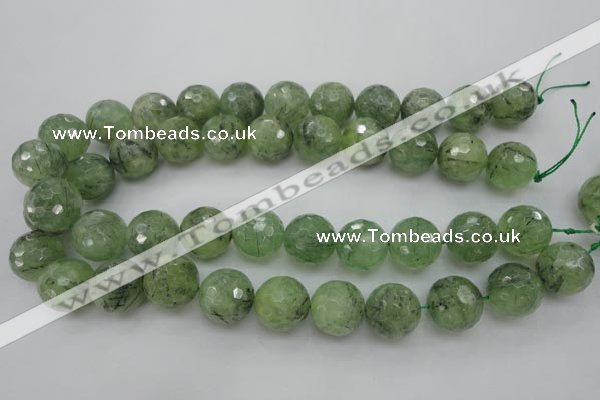 CRU159 15.5 inches 18mm faceted round green rutilated quartz beads