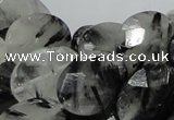 CRU16 15.5 inches 15*20mm faceted oval black rutilated quartz beads