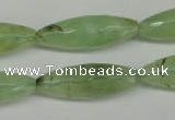 CRU167 15.5 inches 10*30mm faceted rice green rutilated quartz beads