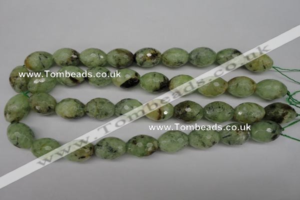 CRU168 15.5 inches 15*20mm faceted rice green rutilated quartz beads