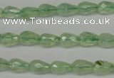 CRU170 15.5 inches 6*10mm faceted teardrop green rutilated quartz beads