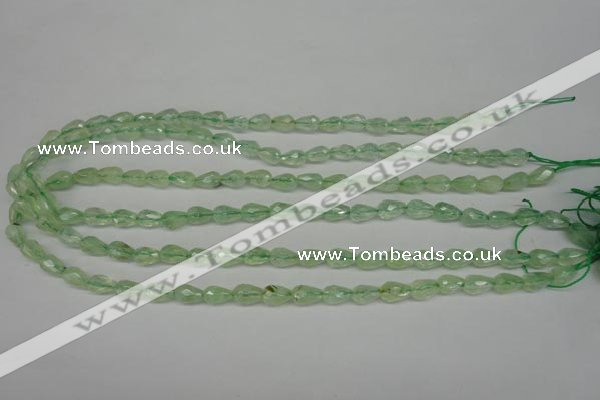 CRU170 15.5 inches 6*10mm faceted teardrop green rutilated quartz beads