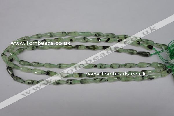 CRU172 15.5 inches 6*16mm faceted teardrop green rutilated quartz beads