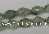 CRU173 15.5 inches 10*14mm faceted teardrop green rutilated quartz beads