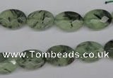 CRU188 15.5 inches 10*14mm faceted oval green rutilated quartz beads