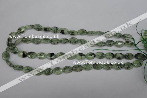 CRU188 15.5 inches 10*14mm faceted oval green rutilated quartz beads