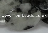 CRU19 15.5 inches 22*30mm faceted oval black rutilated quartz beads