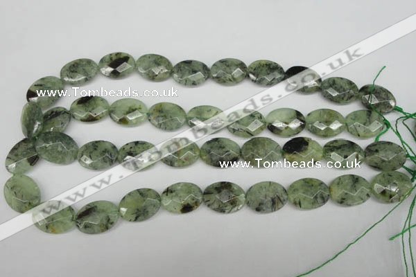 CRU190 15.5 inches 15*20mm faceted oval green rutilated quartz beads