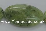 CRU192 15.5 inches 30*50mm faceted oval green rutilated quartz beads