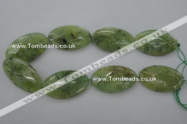 CRU192 15.5 inches 30*50mm faceted oval green rutilated quartz beads