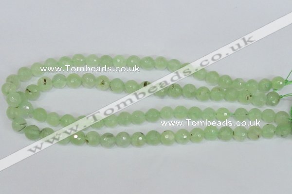 CRU201 15.5 inches 8mm faceted round green rutilated quartz beads
