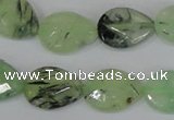 CRU209 13*18mm faceted flat teardrop green rutilated quartz beads