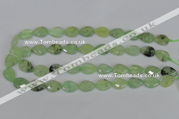 CRU209 13*18mm faceted flat teardrop green rutilated quartz beads