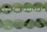 CRU210 15 inches 12mm faceted coin green rutilated quartz beads