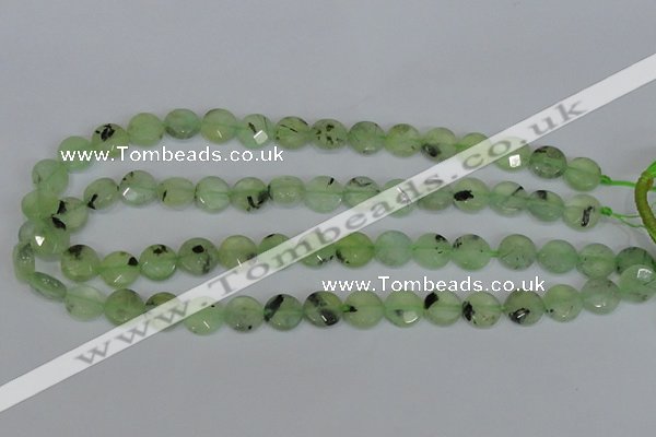 CRU210 15 inches 12mm faceted coin green rutilated quartz beads