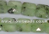 CRU213 15 inches 16*16mm faceted square green rutilated quartz beads