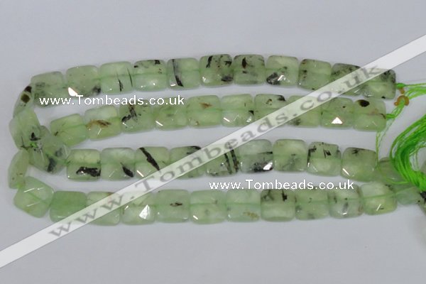 CRU213 15 inches 16*16mm faceted square green rutilated quartz beads